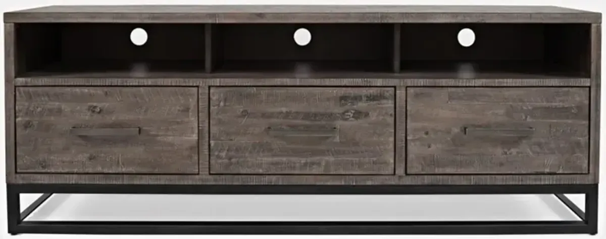 Jofran East Hampton 70 Inch Distressed Grey Media Entertainment TV Stand