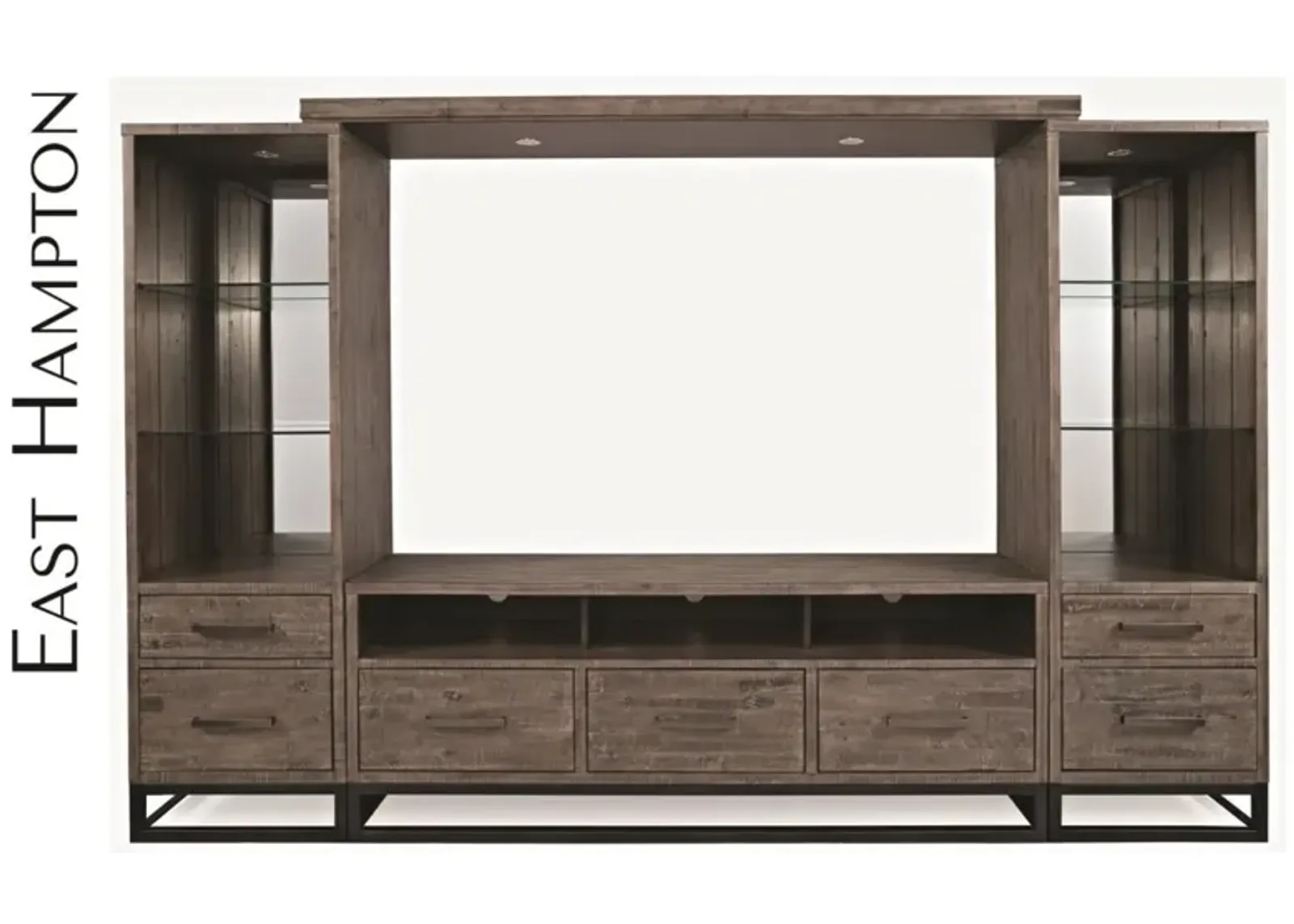 Jofran East Hampton 70 Inch Distressed Grey Media Entertainment TV Stand