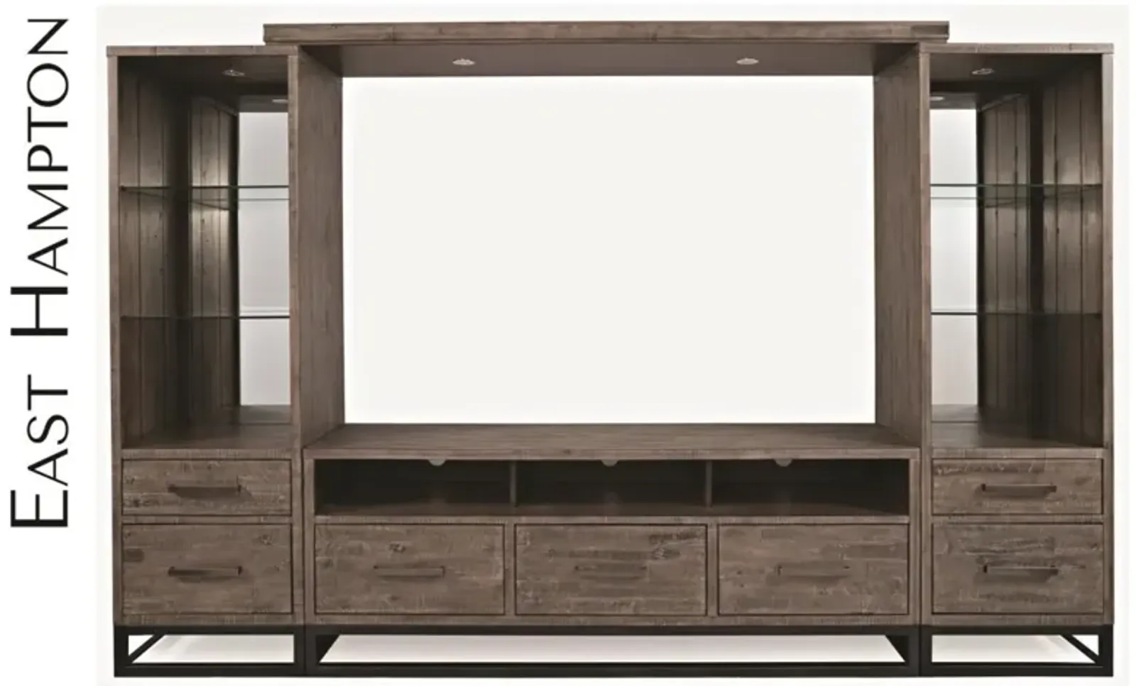 Jofran East Hampton 70 Inch Distressed Grey Media Entertainment TV Stand