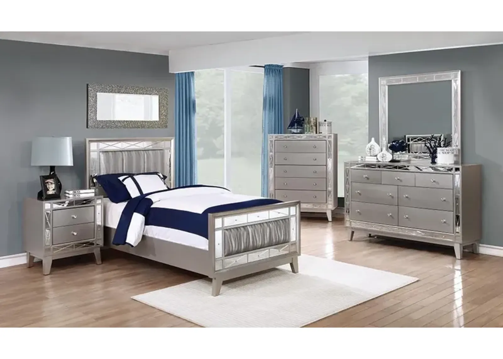 Coaster Leighton Wood Twin Panel Bed Metallic Mercury