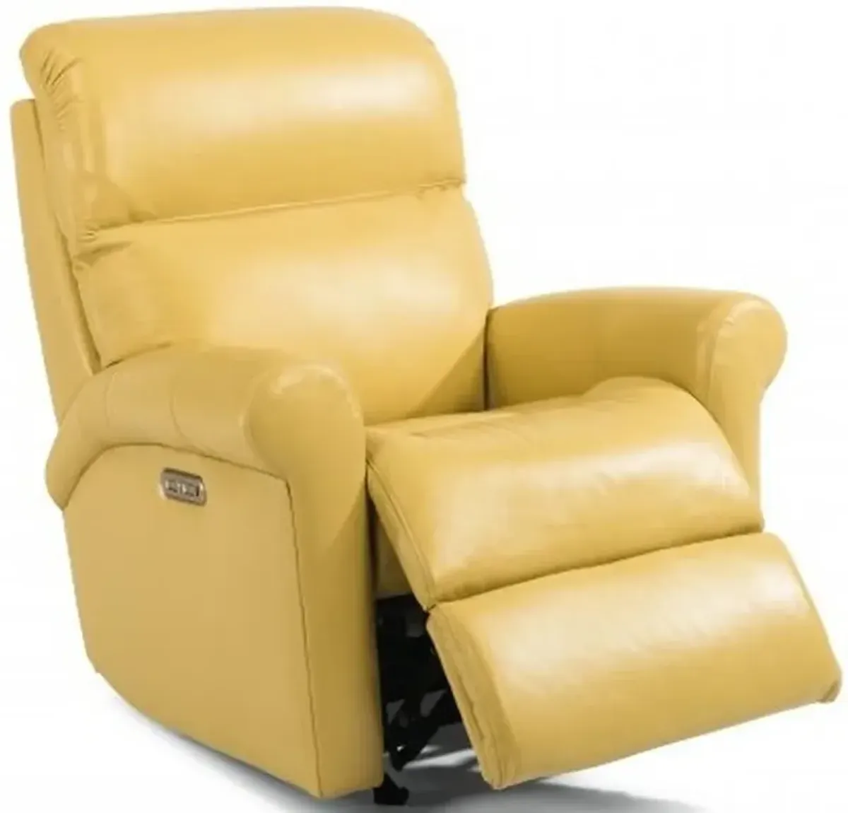 DAVIS LIGHT YELLOW POWER ROCKING LEATHER RECLINER WITH POWER HEADREST