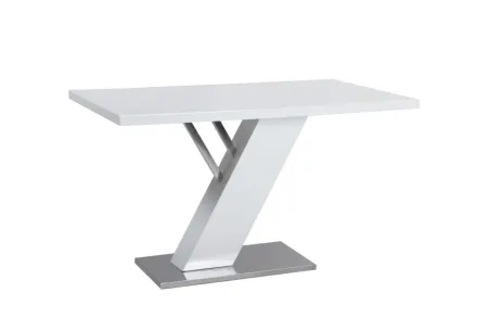 LINDEN CONTEMPORARY DINING TABLE WITH WHITE GLOSS TOP & Y-SHAPED PEDESTAL