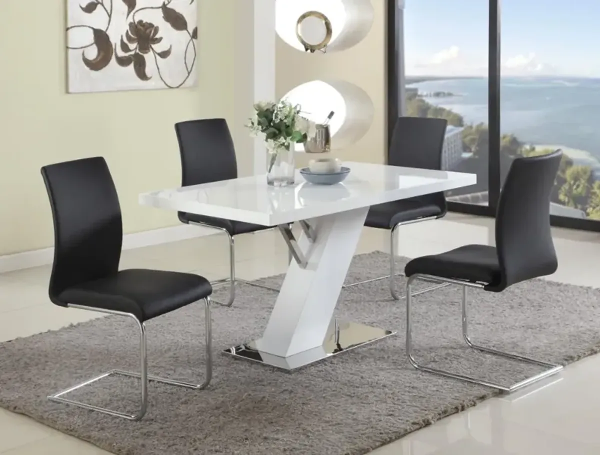 LINDEN CONTEMPORARY DINING TABLE WITH WHITE GLOSS TOP & Y-SHAPED PEDESTAL