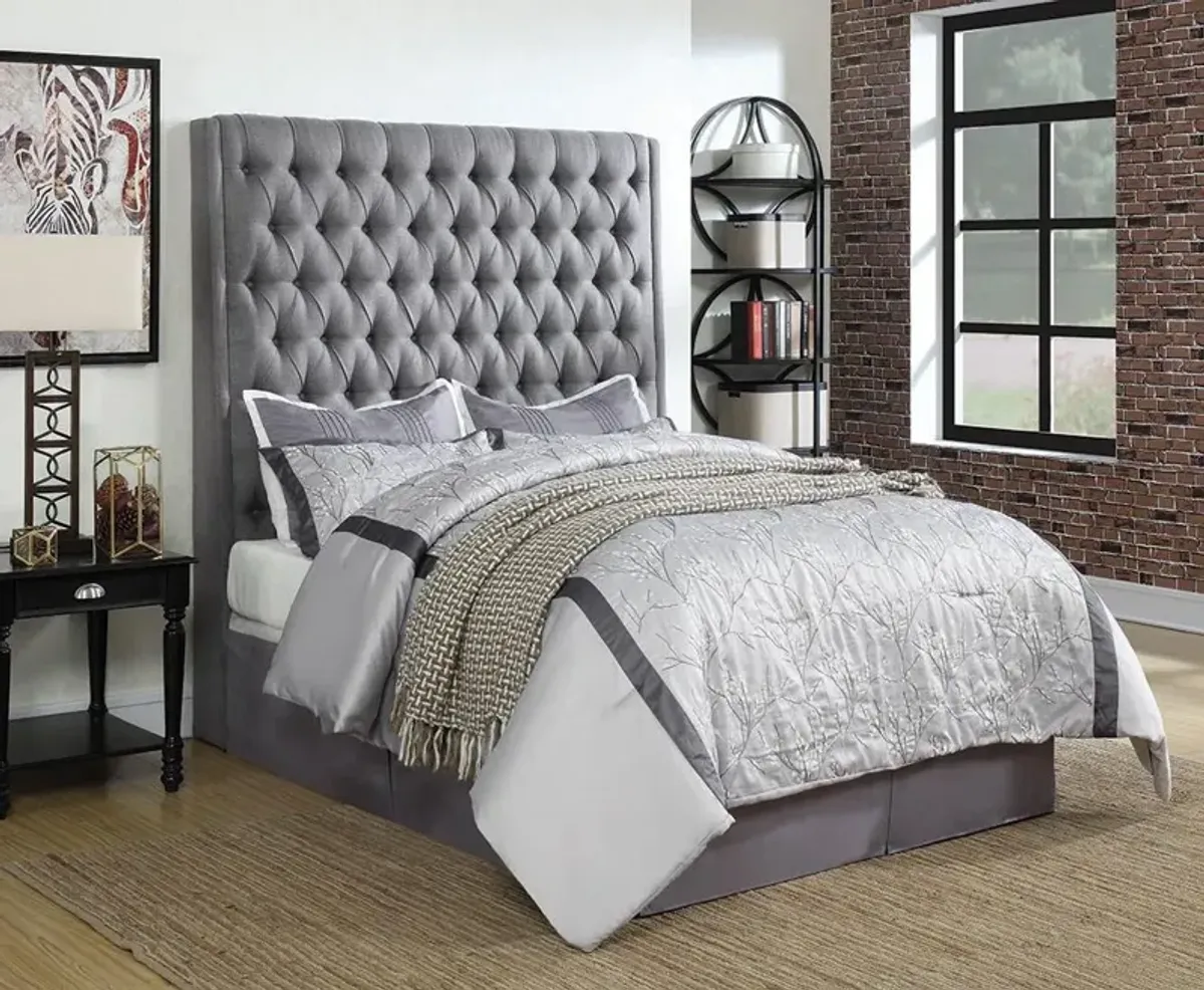 Coaster Camille Upholstered California King Panel Bed Grey