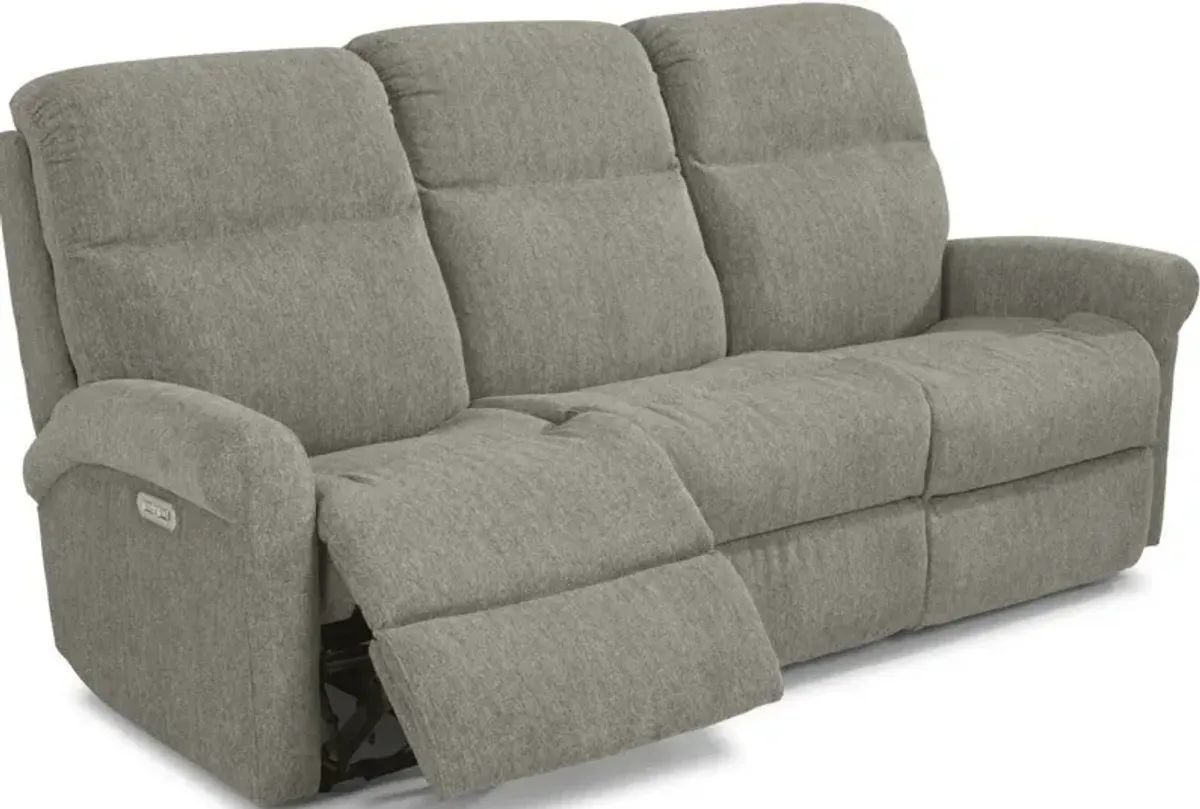 Flexsteel Davis Dove Power Reclining Sofa with Power Headrests