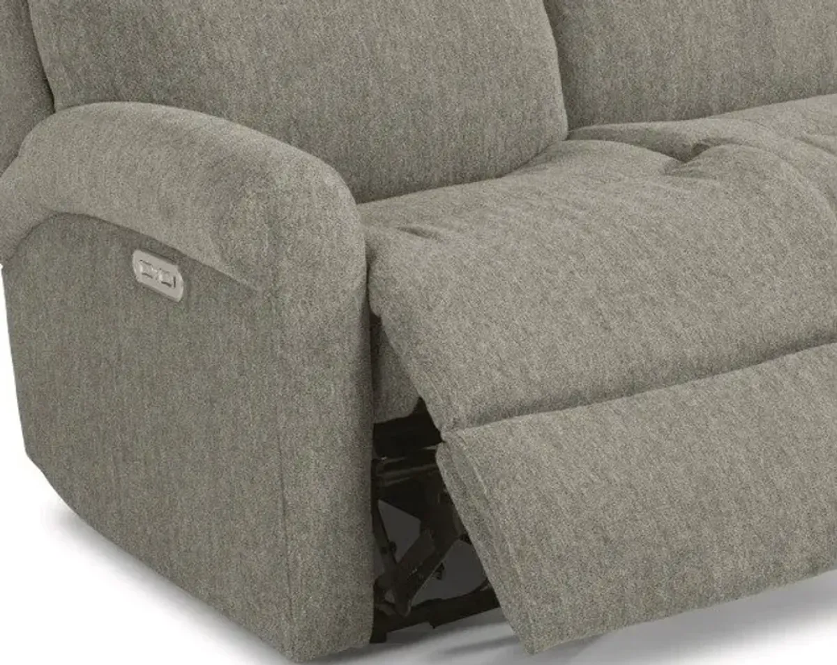 Flexsteel Davis Dove Power Reclining Sofa with Power Headrests