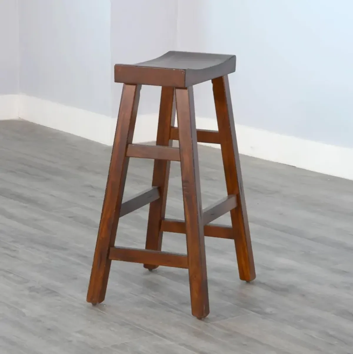 Sunny Designs Tuscany Vintage Mocha 30 Inch Saddle Seat Stool Wood Seat