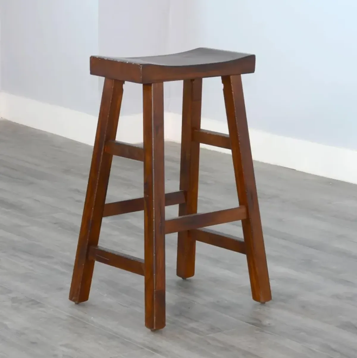 TUSCANY VINTAGE MOCHA 30 INCH SADDLE SEAT STOOL WOOD SEAT