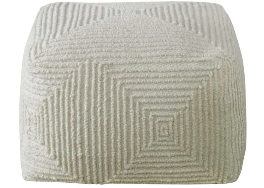 SOVANNA SOFT IVORY GEOMETRIC POUF