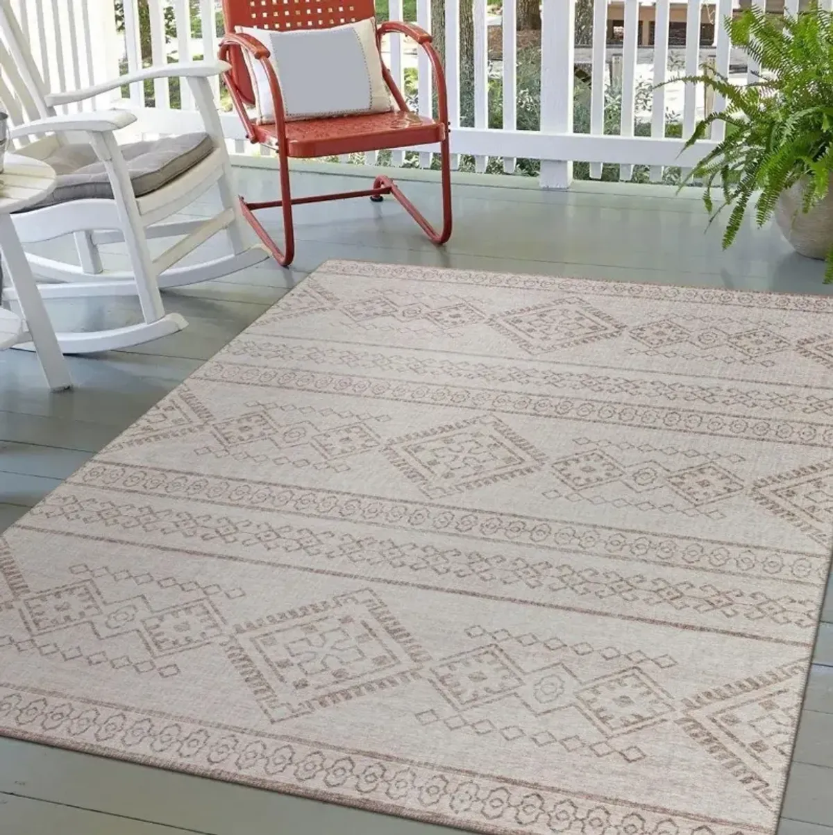 Dalyn Geometric Patterned 5'X8' Area Rug in Cream & Taupe