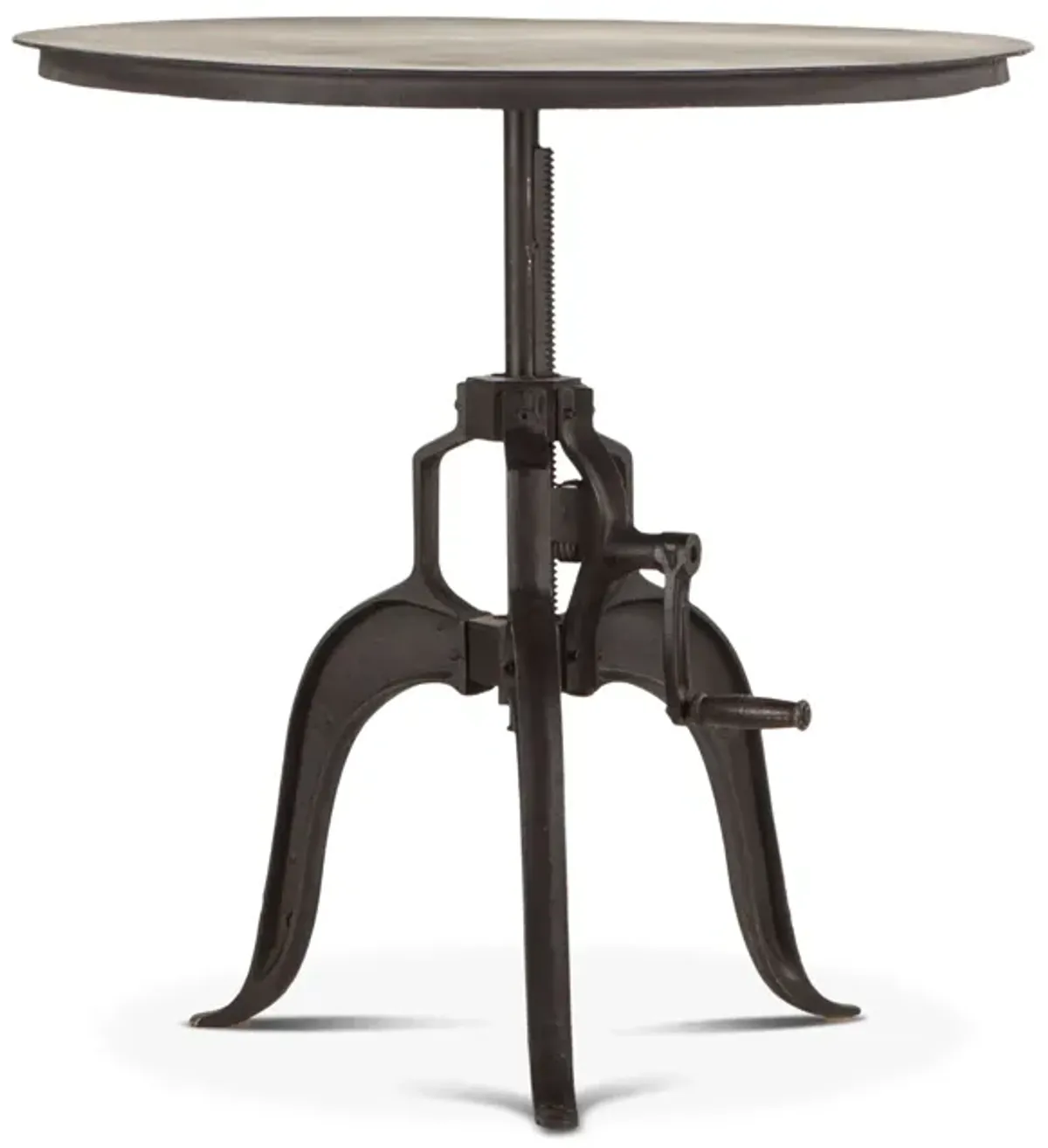 Home Trends Design Industrial Loft 36-Inch Adjustable Crank Iron Side Table with Matte Black Finish