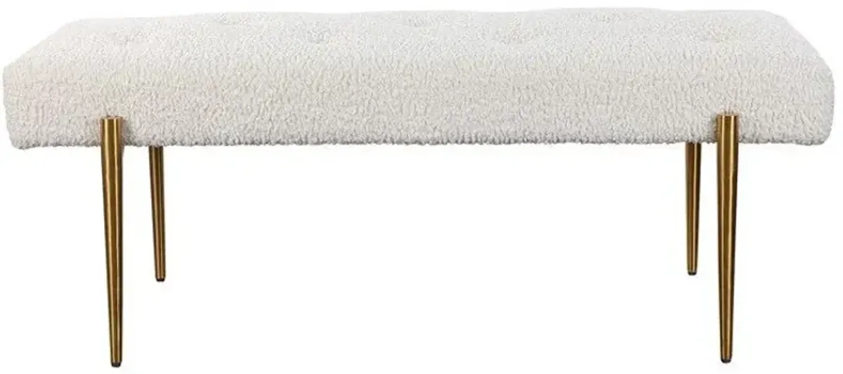 Uttermost Olivier White Faux Shearling Bench