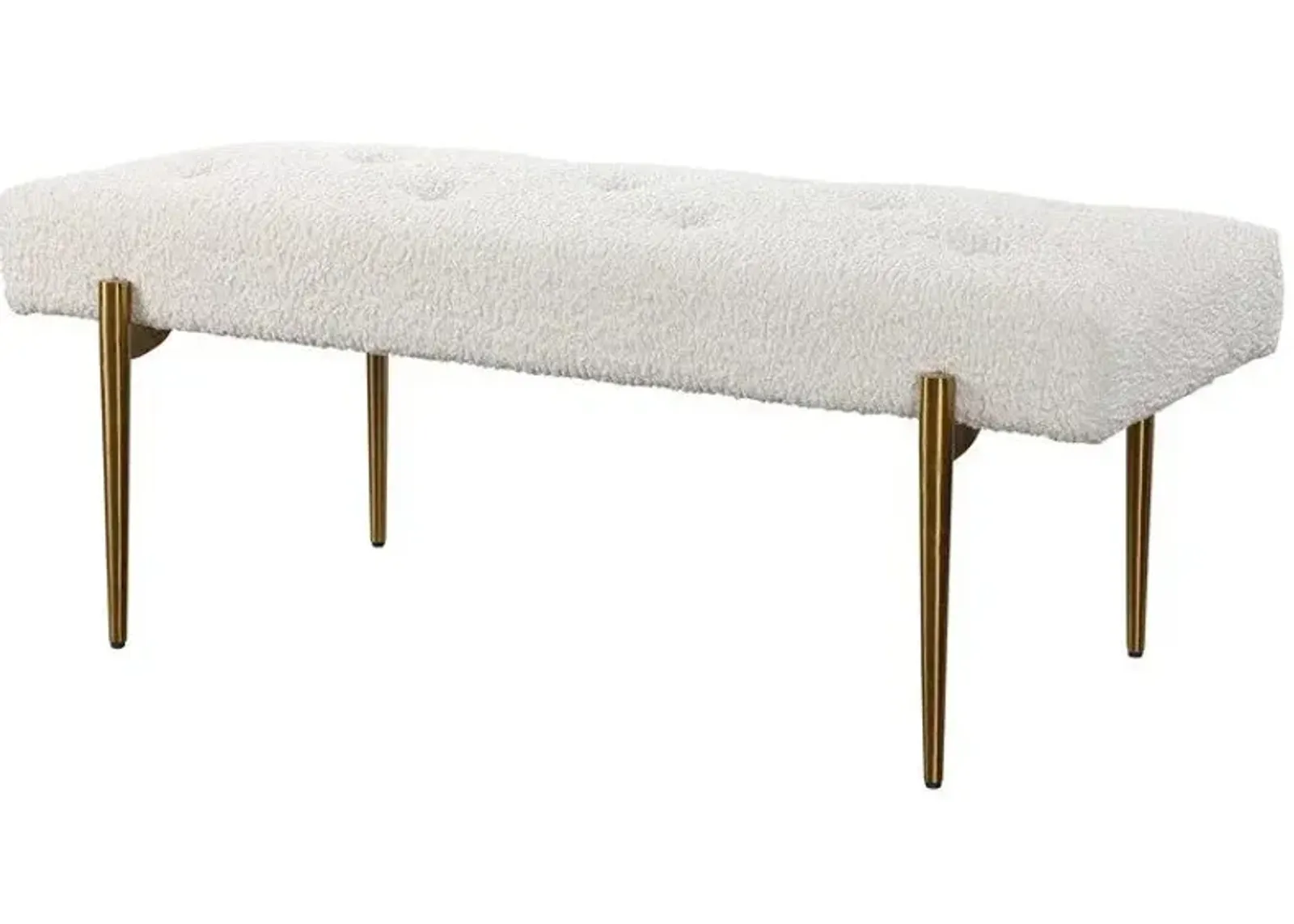 Uttermost Olivier White Faux Shearling Bench