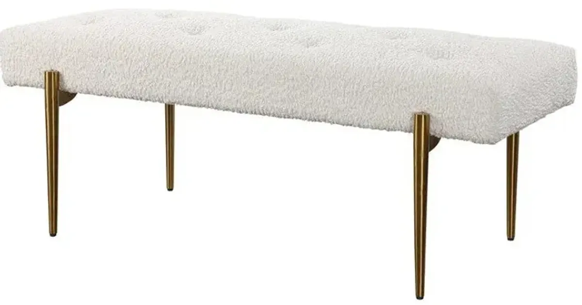 Uttermost Olivier White Faux Shearling Bench