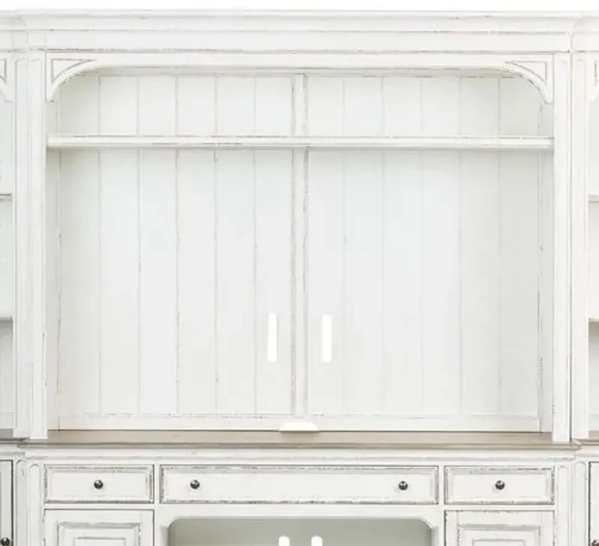 Liberty Furniture Magnolia Manor Antique White Wall Unit Hutch