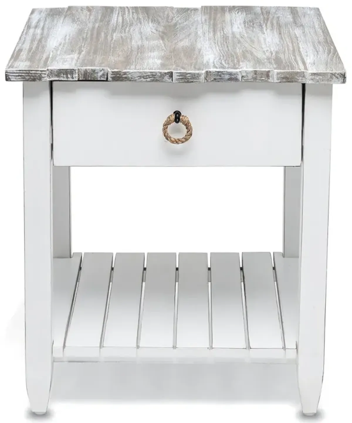 Seawinds Picket Fence End Table Grey/Blanc Finish