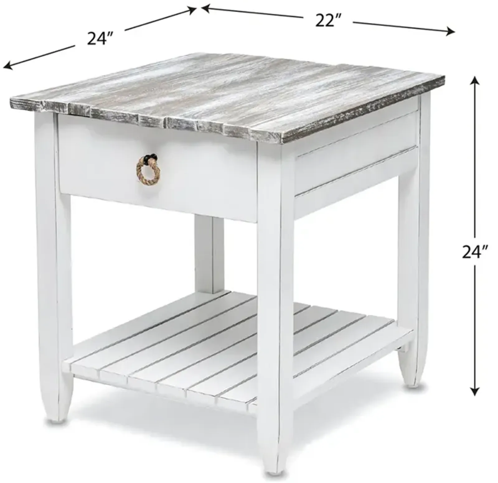 Seawinds Picket Fence End Table Grey/Blanc Finish