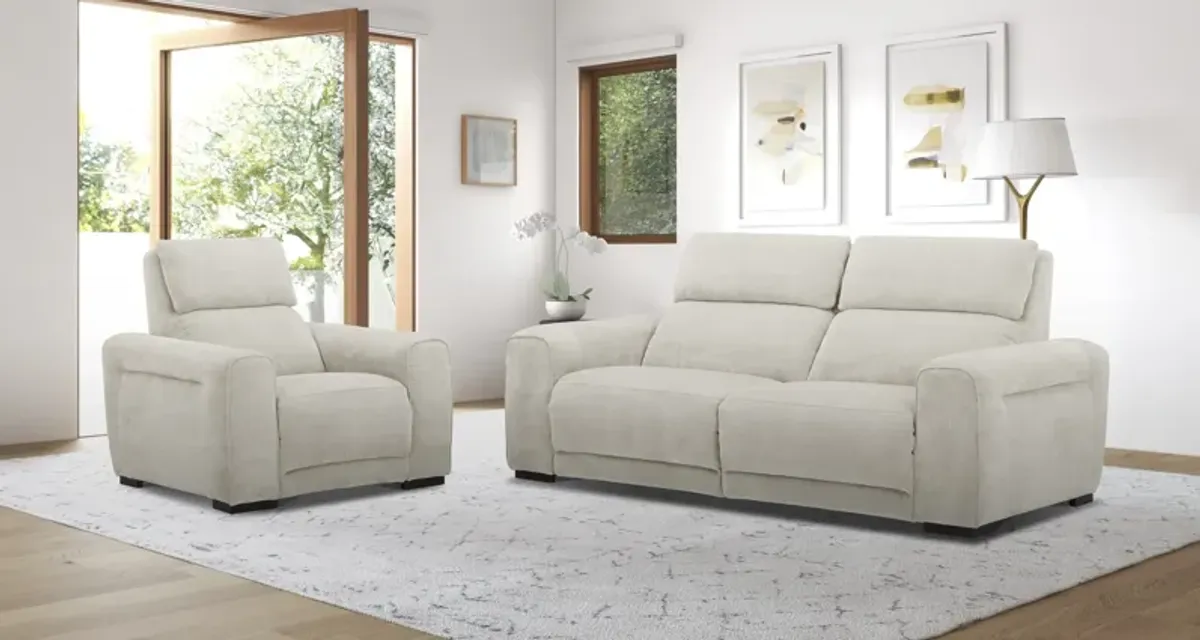 Hudson's Furniture Exclusive Alexandra Power Reclining Loveseat in Ivory Fabric