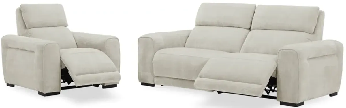 Hudson's Furniture Exclusive Alexandra Power Reclining Loveseat in Ivory Fabric