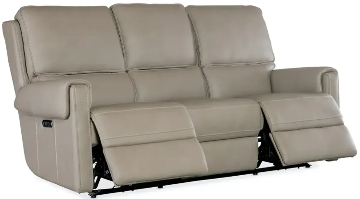 Hooker Furniture Somers Somers Dark Taupe Power Leather Sofa with Power Headrest