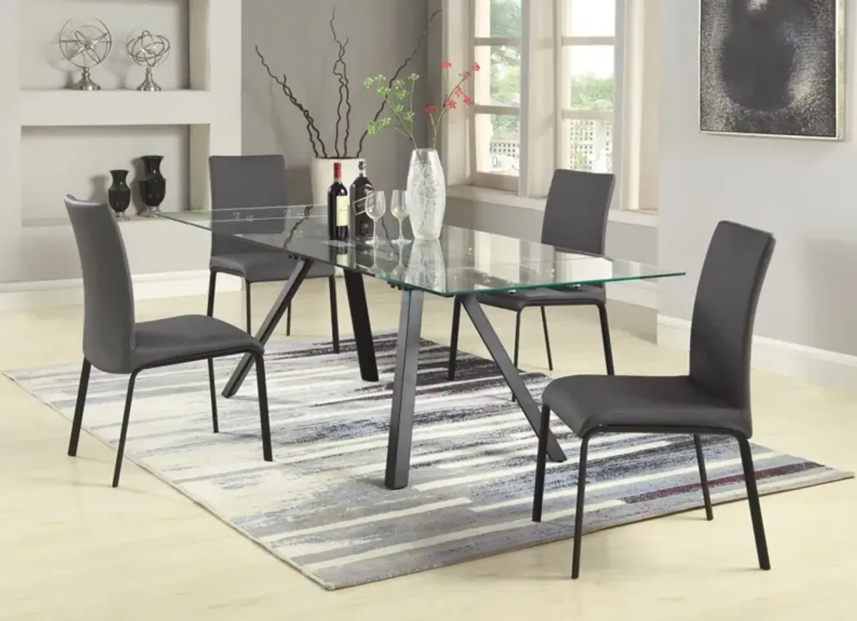 Chintaly Aida Dining Set with Extendable Glass Table & Curved-Back Chairs