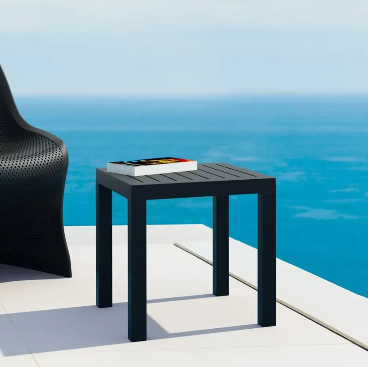 OCEAN SQUARE RESIN SIDE TABLE BLACK