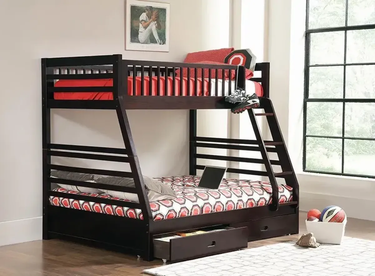 Coaster Ashton 2-Drawer Wood Twin Over Full Bunk Bed Cappuccino