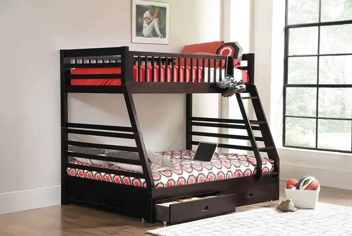 Coaster Ashton 2-Drawer Wood Twin Over Full Bunk Bed Cappuccino