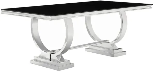 Coaster Antoine Rectangular 95 Inch Glass Top Dining Table Black