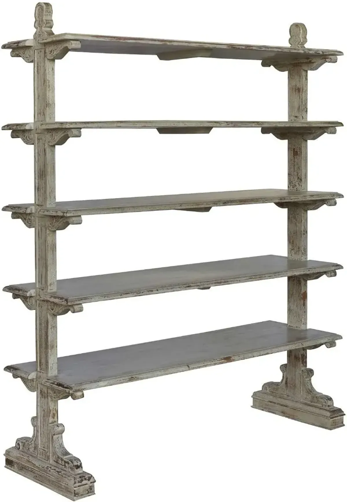 Crestview Bengal Manor Aged Ash Mango Wood 5 Tier Open Bookshelf