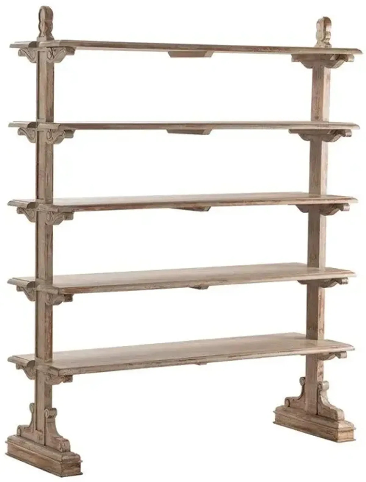 Crestview Bengal Manor Aged Ash Mango Wood 5 Tier Open Bookshelf