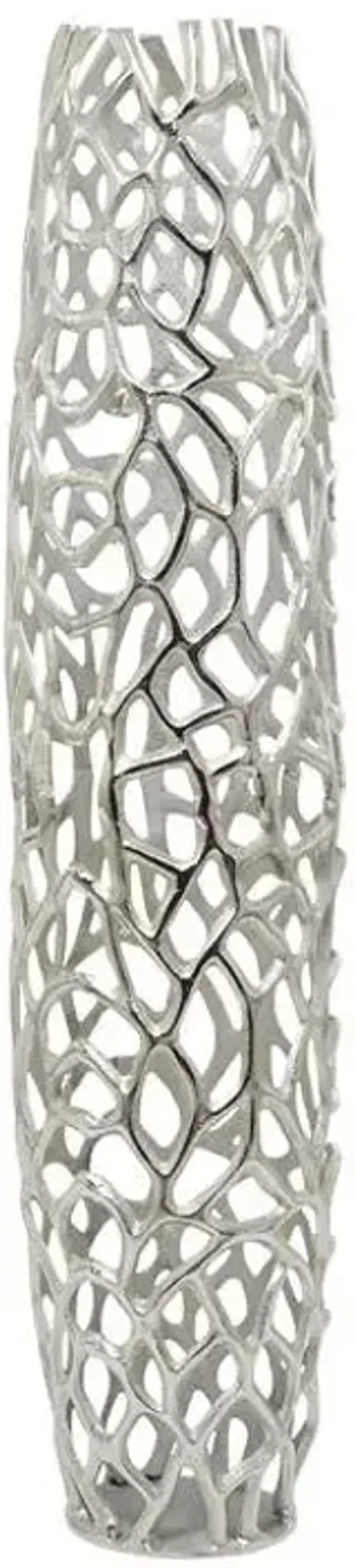 UMA Home Decor Modern Silver Aluminum Coral Vase Elegant Home Decor