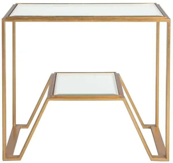 Artistica Home by Lexington Metal Designs Byron 28 Inch Rectangular Metal End Table Gold Leaf/Clear