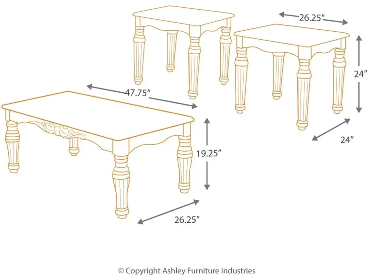 Ashley North Shore 3-Piece Dark Brown Occasional Table Set