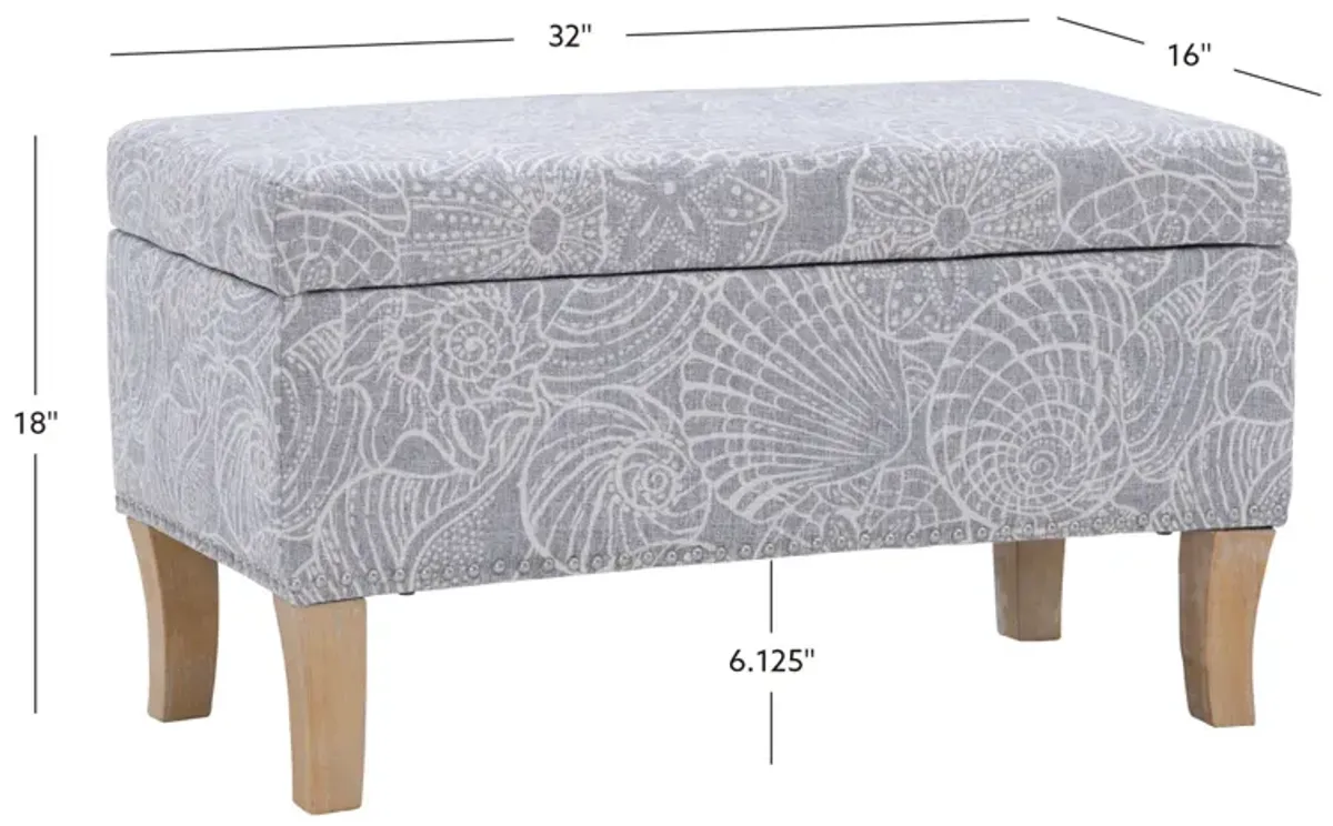 Linon Stephanie Upholstered Stone Storage Ottoman