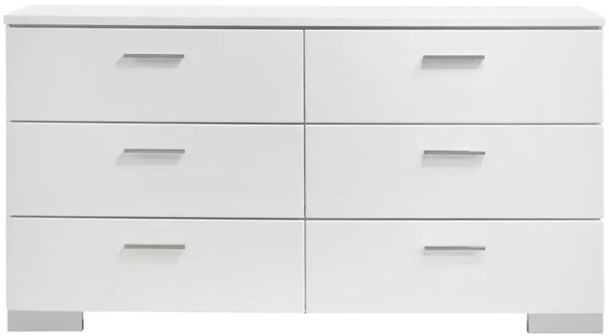 Coaster Felicity 6-Drawer Dresser White High Gloss