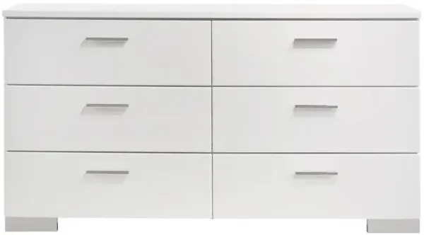 Coaster Felicity 6-Drawer Dresser White High Gloss