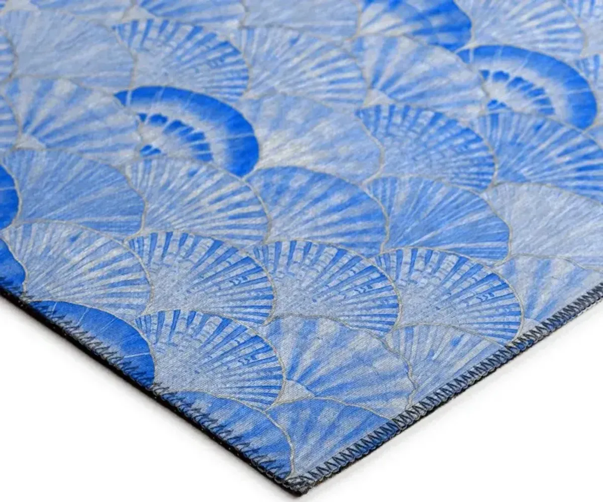 Sapphire Shells Cerulean Scallop Symphony 5'X8' Area Rug