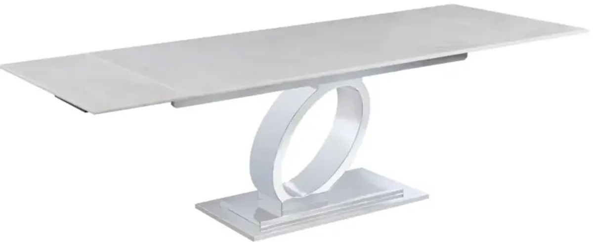 Chintaly Lanna Contemporary Extendable Marble Dining Table with 'O' Ring Base