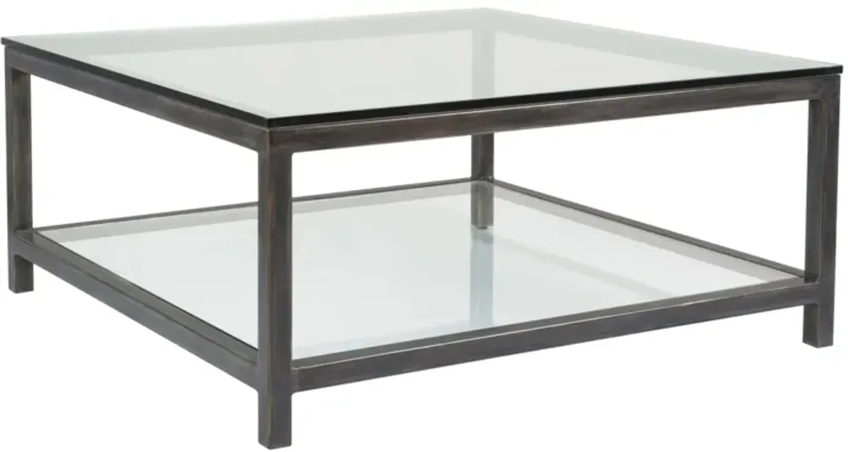 Artistica Home by Lexington Metal Designs Per Se 42 Inch Square Metal Cocktail Table Iron Gray/Clear