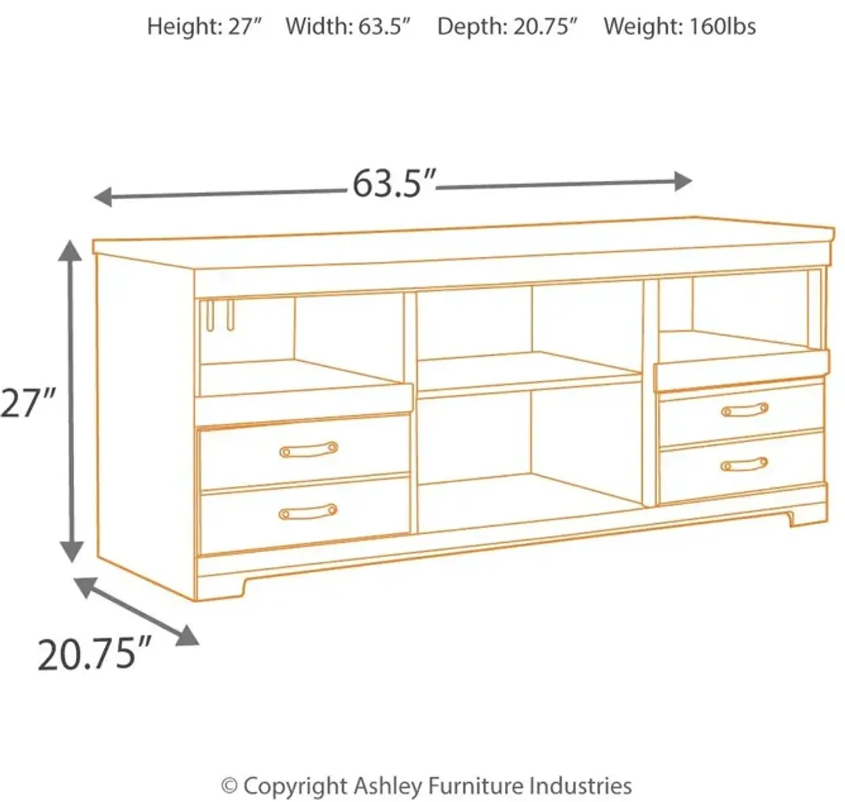 Ashley 63 Inch Trinell TV Stand Brown