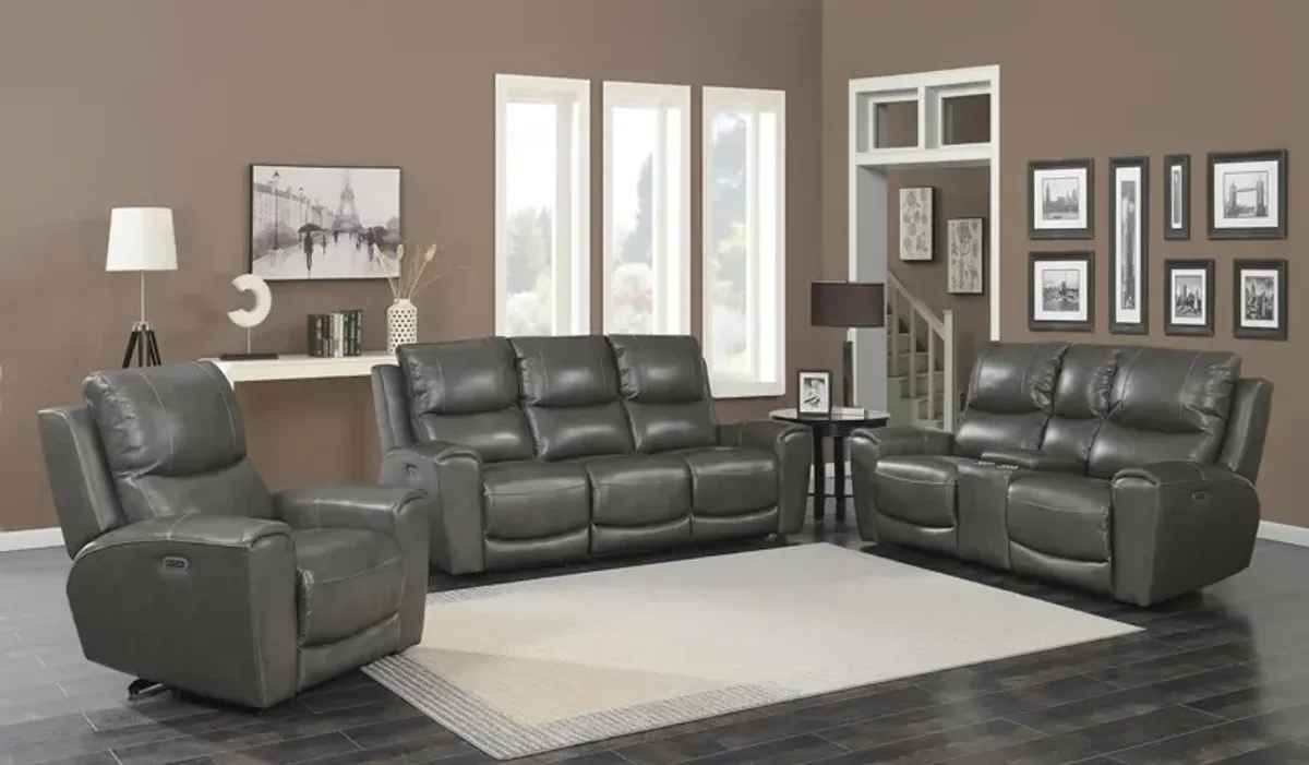 Steve Silver Laurel Gray Dual-Power Leather Reclining Sofa Loveseat & Chair