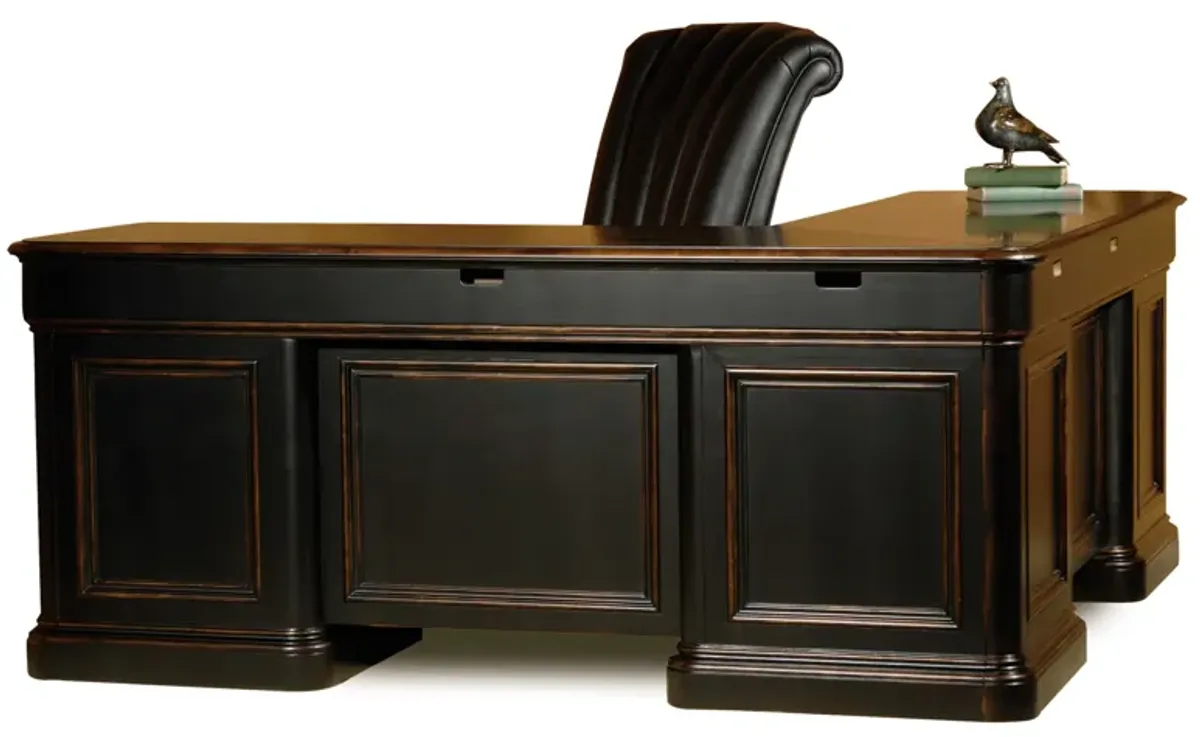 Hekman Executive L-Shape Desk Veneer Top. Louis Phillipe