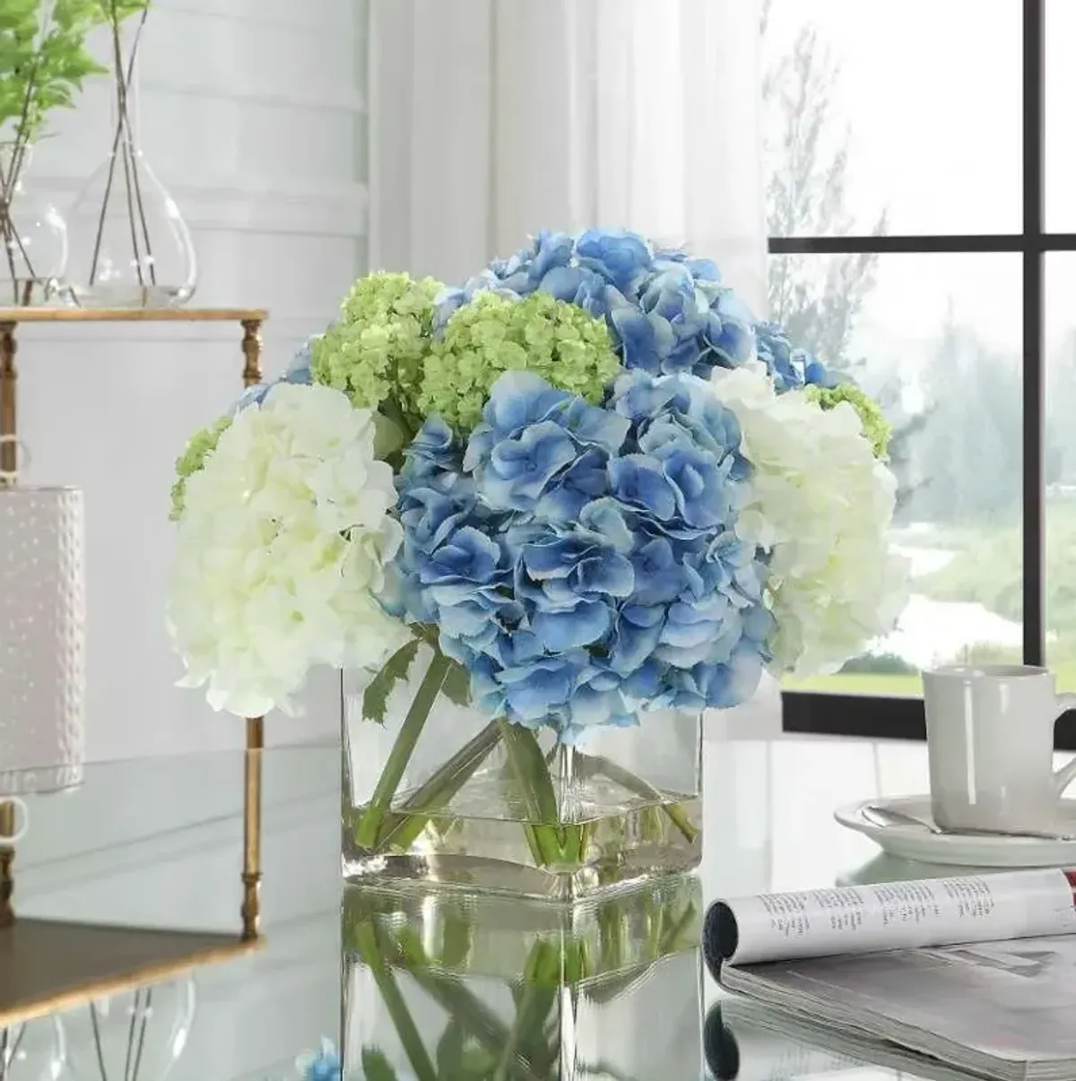 Uttermost Providence Hydrangea Blue/Green/Light Blue/White Bouquet