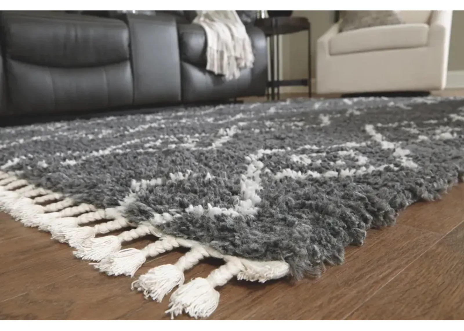 Ashley Maysel Rug Charcoal, White