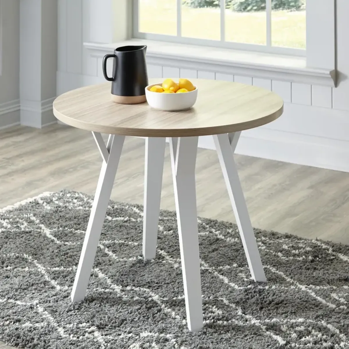 Ashley Grannen Dining Table Round White/Natural