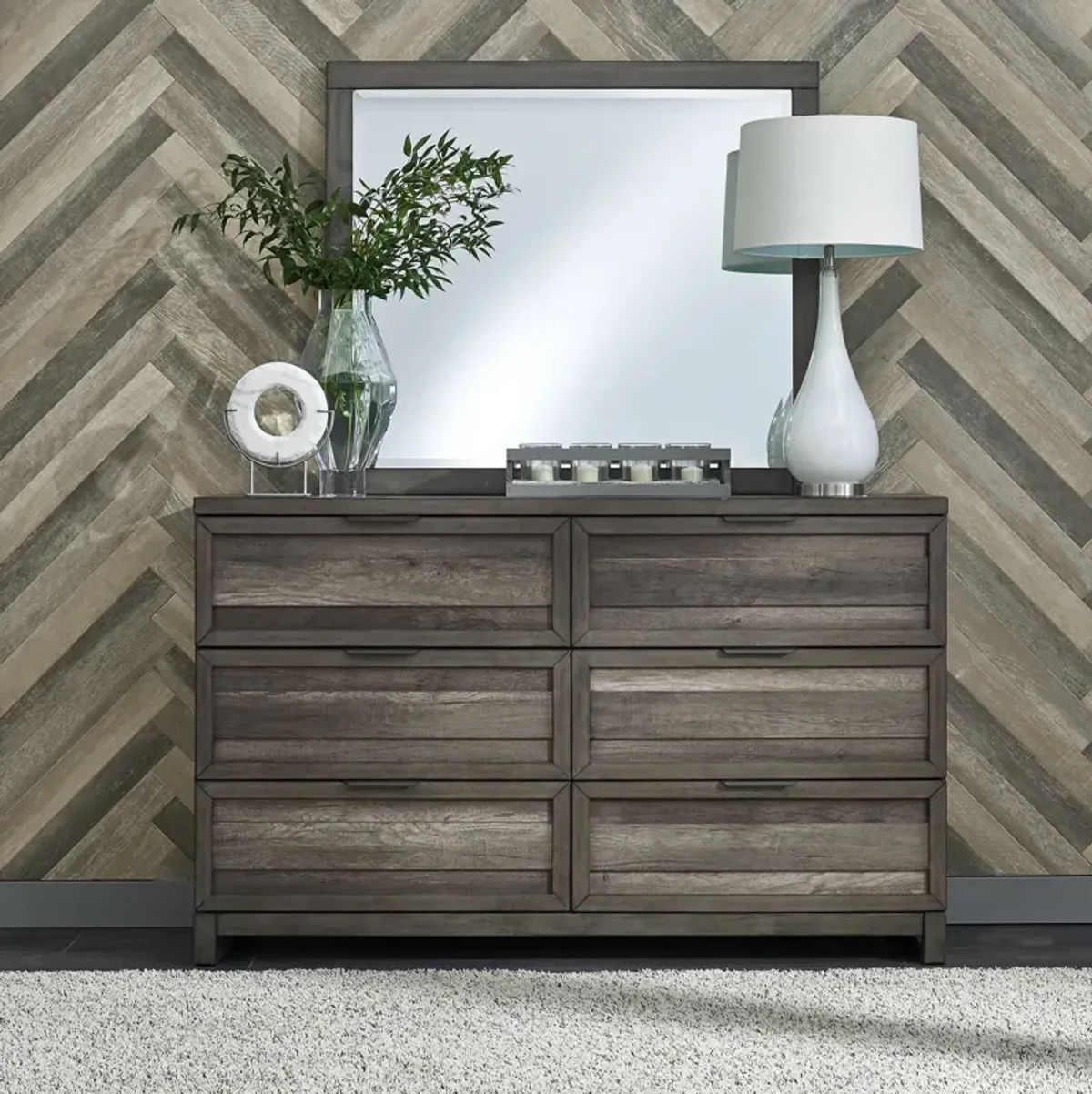 Liberty Furniture Tanners Creek Greystone Dresser & Mirror