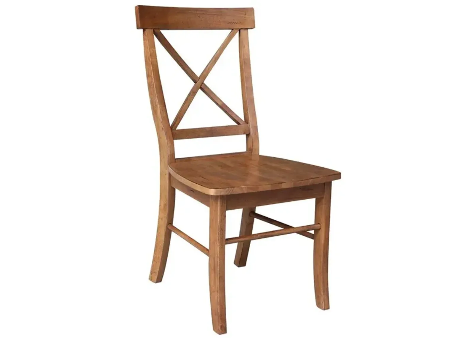 FARMHOUSE CHIC X-BACK WOOD DINING CHAIR IN BOURBON OAK