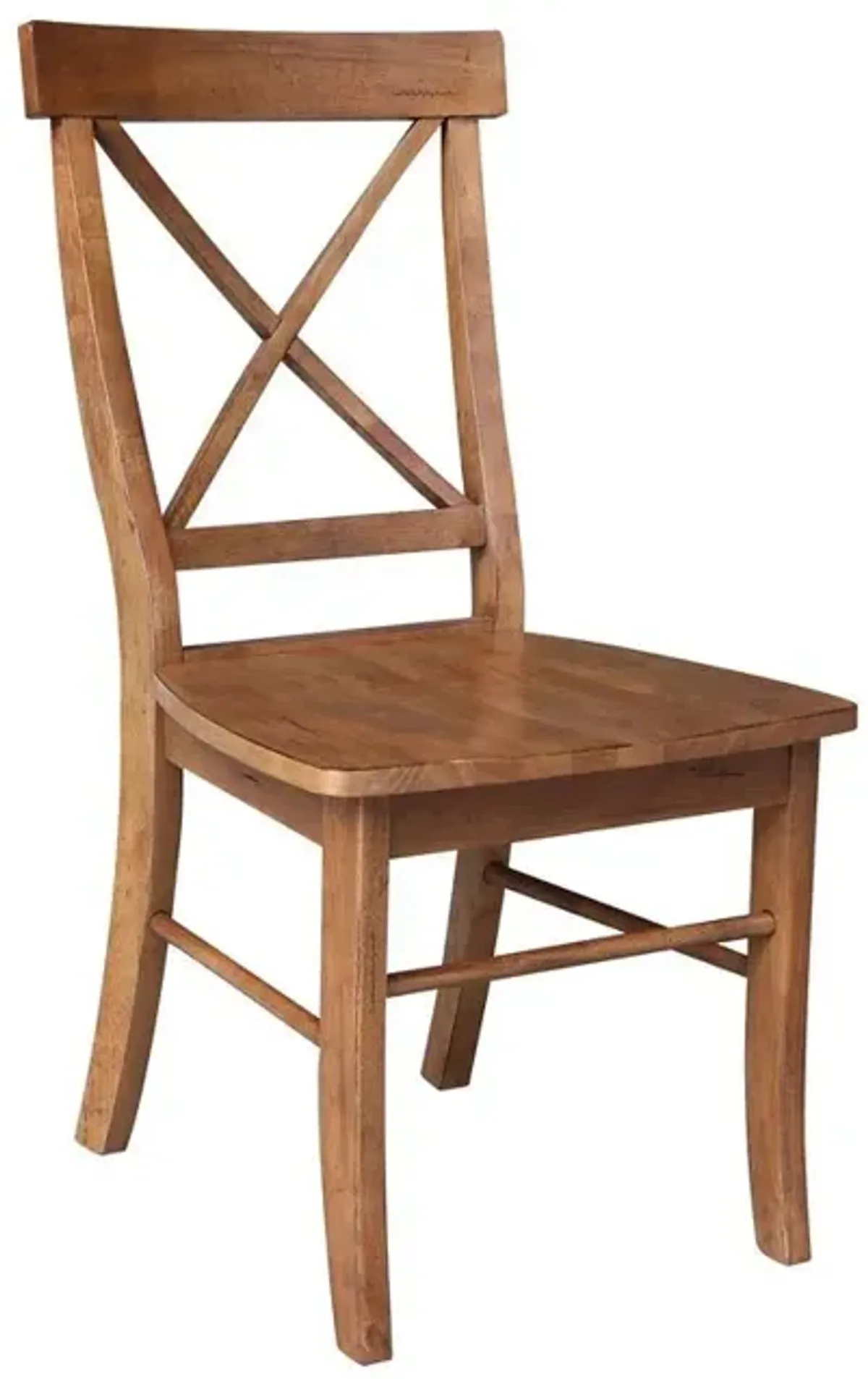 FARMHOUSE CHIC X-BACK WOOD DINING CHAIR IN BOURBON OAK