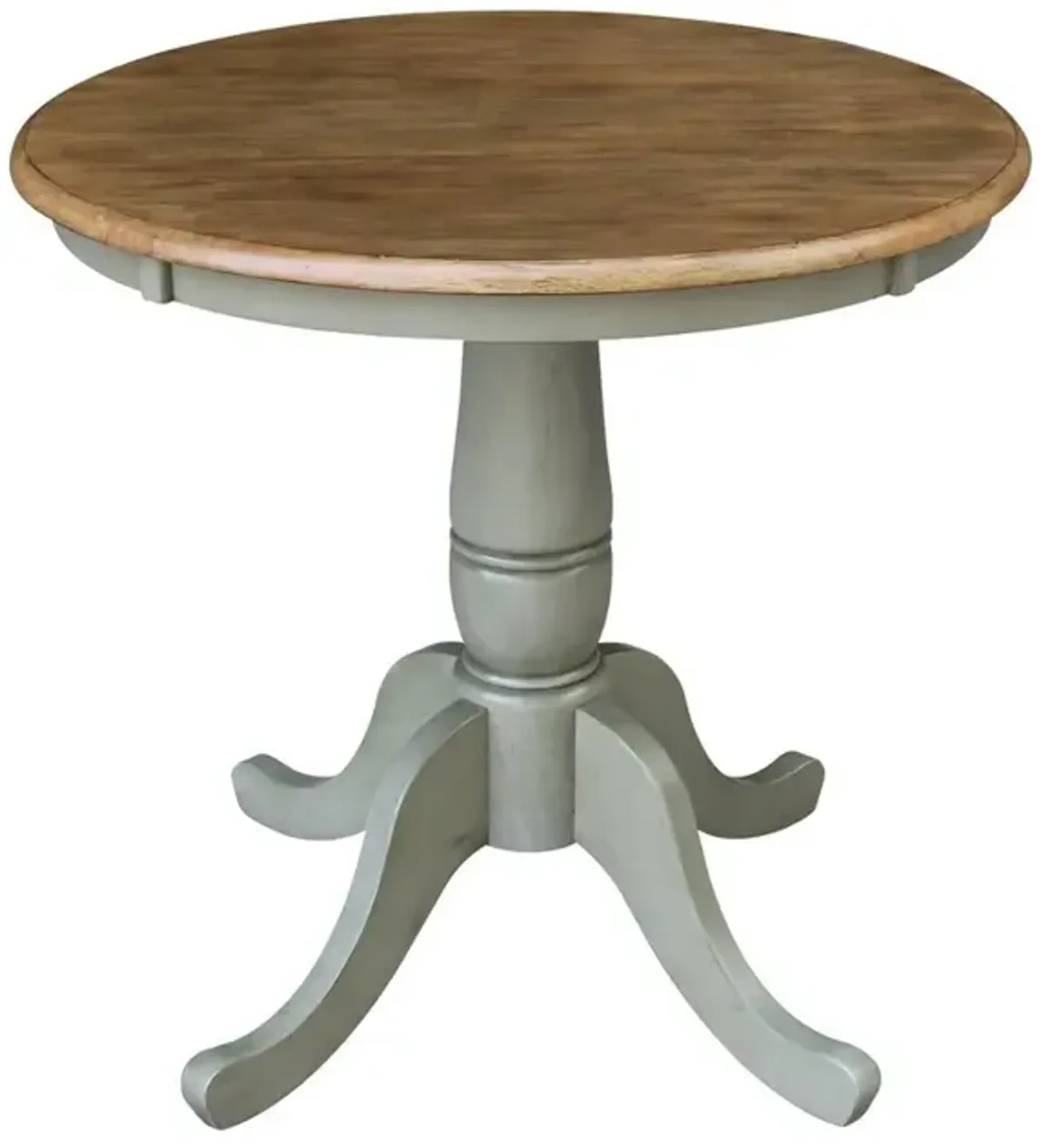 DINING ESSENTIALS 30" ROUND TABLE TOP WITH 30" TRADITIONAL PEDESTAL BASE IN HICKORY/STONE